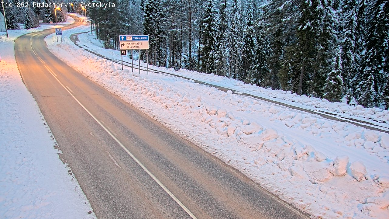 Weather Camera Image Road 862 Pudasjärvi, Syötekylä, Pudasjärvi, Pohjois-Pohjanmaa