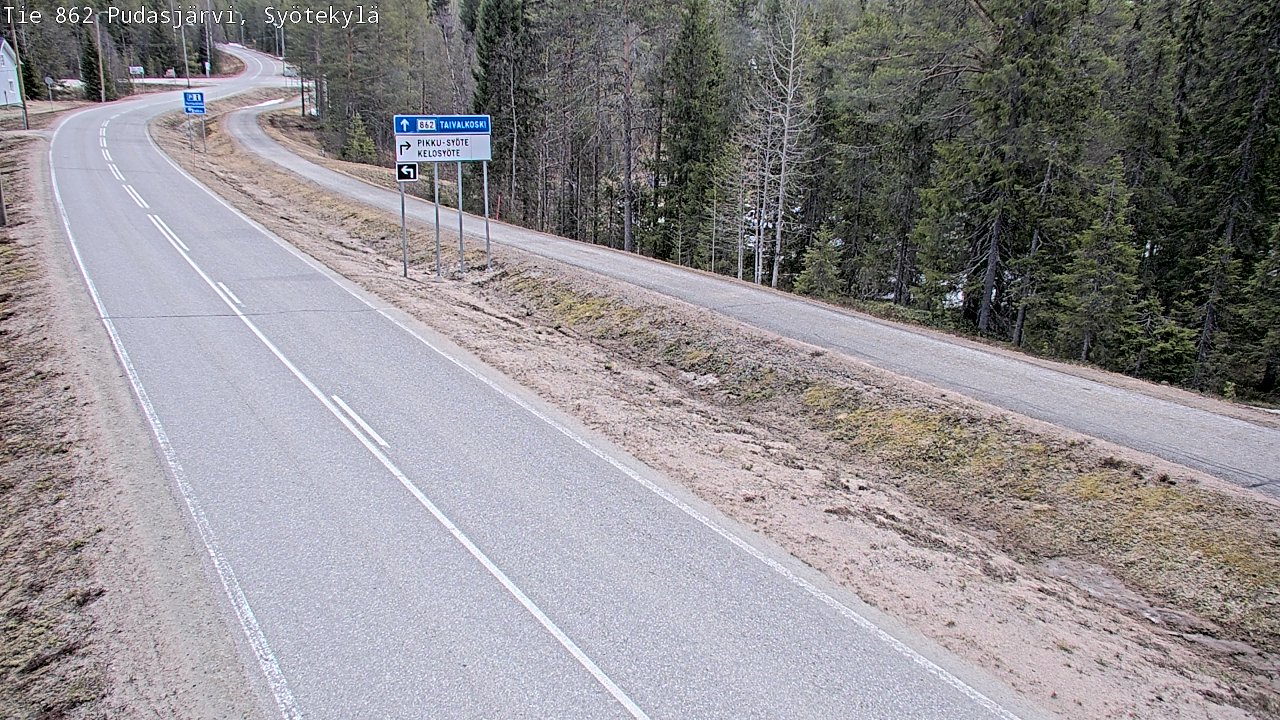 Weather Camera Image Väg 862 Pudasjärvi, Syötekylä, Pudasjärvi, Pohjois-Pohjanmaa