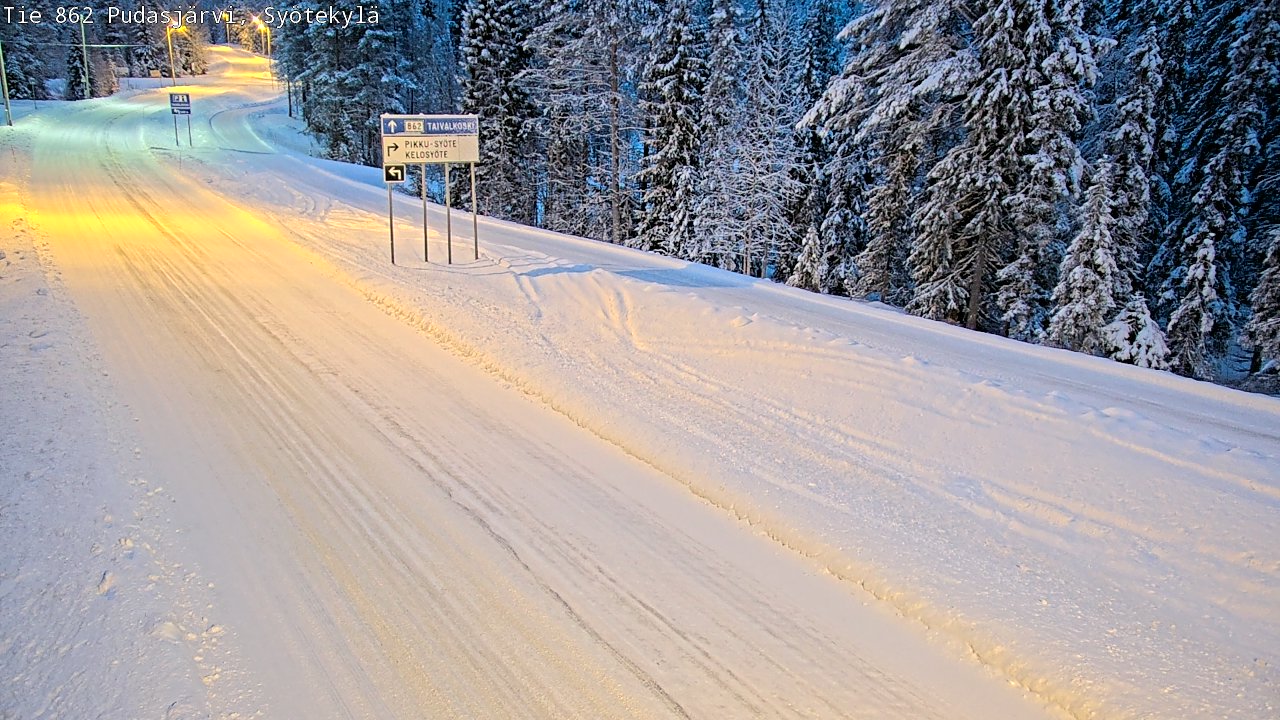 Weather Camera Image Road 862 Pudasjärvi, Syötekylä, Pudasjärvi, Pohjois-Pohjanmaa