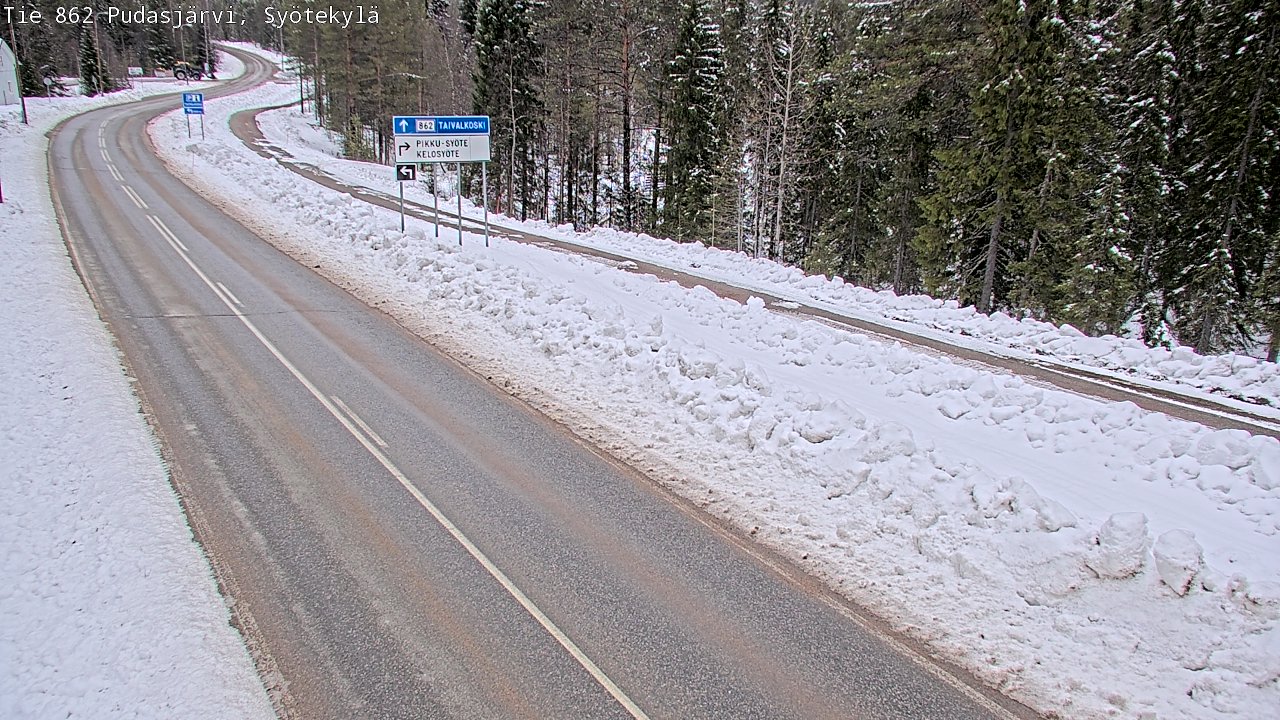 Weather Camera Image Road 862 Pudasjärvi, Syötekylä, Pudasjärvi, Pohjois-Pohjanmaa