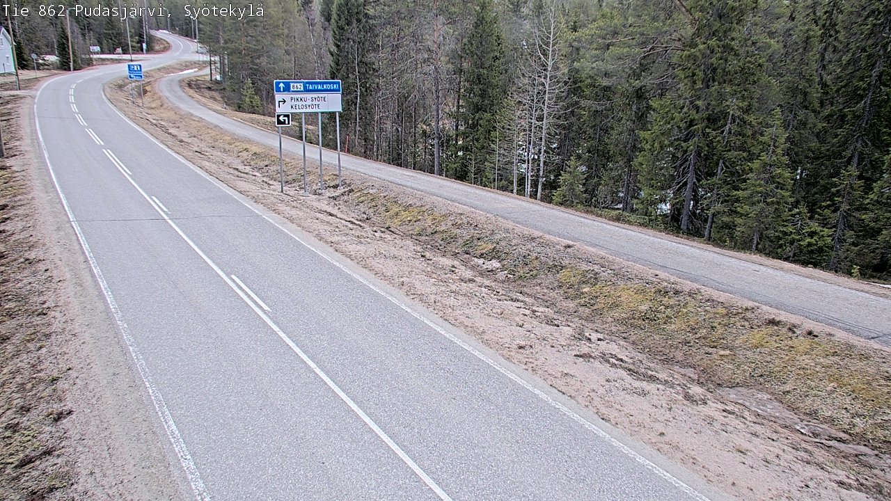 Weather Camera Image Väg 862 Pudasjärvi, Syötekylä, Pudasjärvi, Pohjois-Pohjanmaa