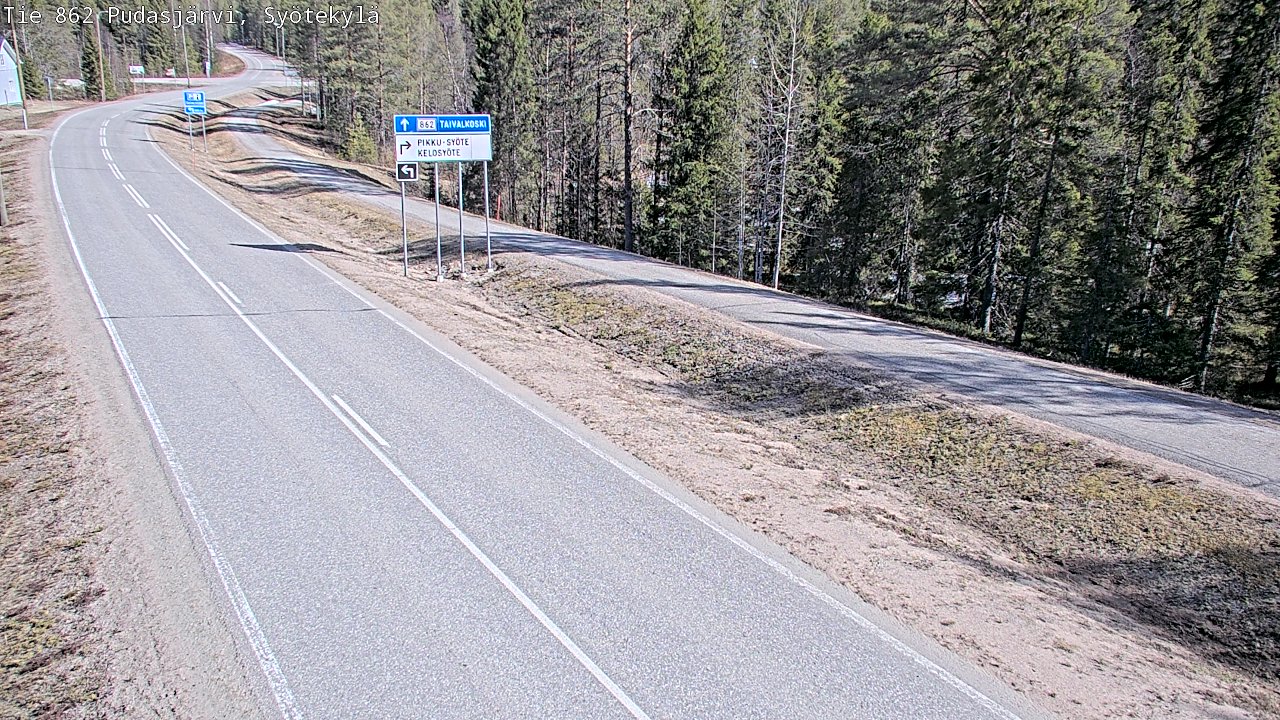Weather Camera Image Väg 862 Pudasjärvi, Syötekylä, Pudasjärvi, Pohjois-Pohjanmaa
