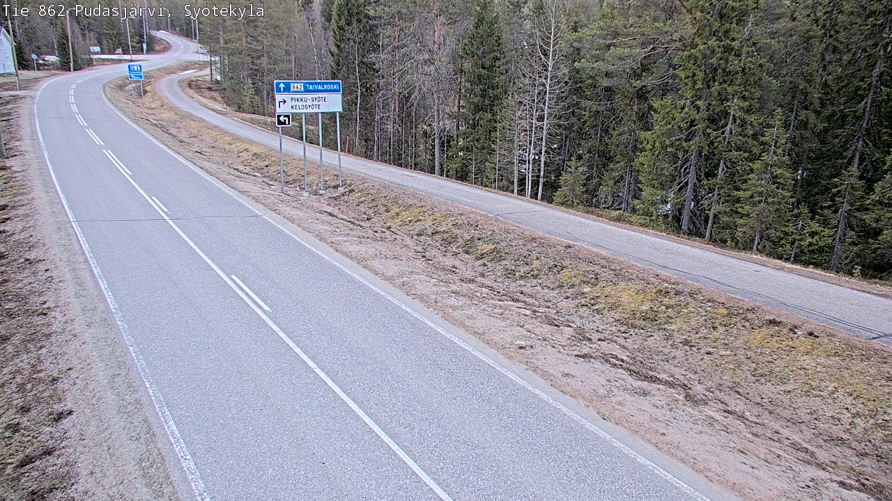 Weather Camera Image Road 862 Pudasjärvi, Syötekylä, Pudasjärvi, Pohjois-Pohjanmaa