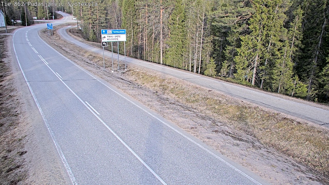 Weather Camera Image Väg 862 Pudasjärvi, Syötekylä, Pudasjärvi, Pohjois-Pohjanmaa