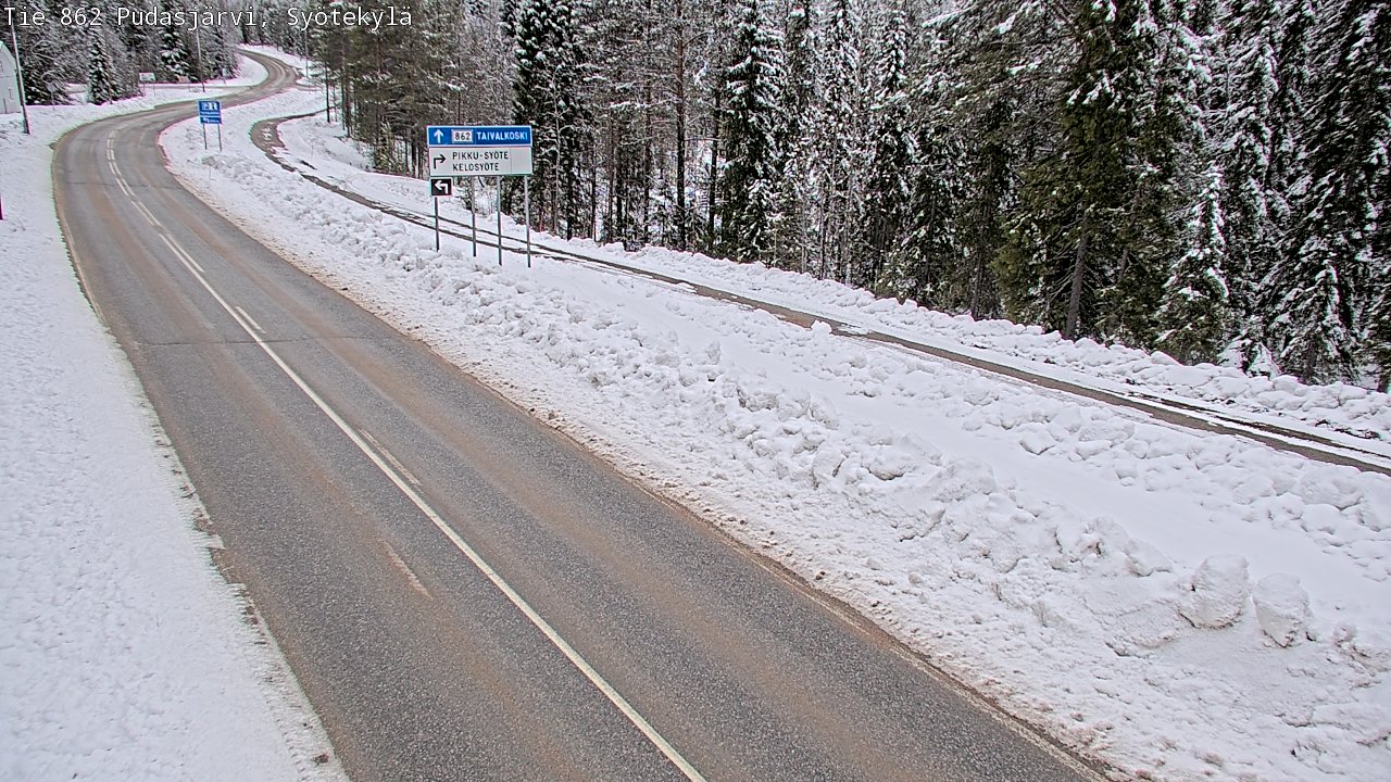 Weather Camera Image Road 862 Pudasjärvi, Syötekylä, Pudasjärvi, Pohjois-Pohjanmaa