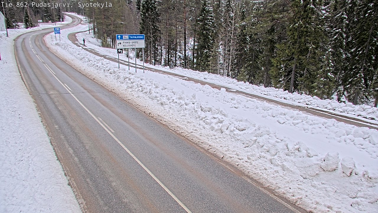 Weather Camera Image Road 862 Pudasjärvi, Syötekylä, Pudasjärvi, Pohjois-Pohjanmaa