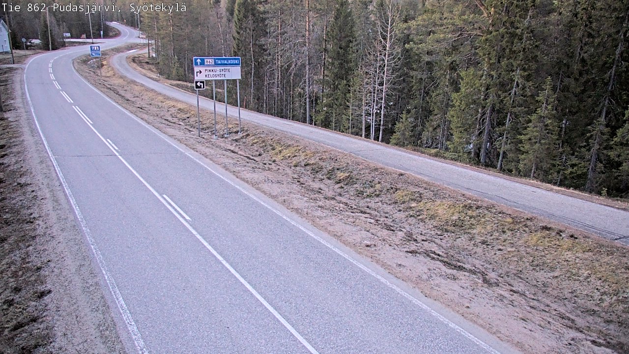 Weather Camera Image Väg 862 Pudasjärvi, Syötekylä, Pudasjärvi, Pohjois-Pohjanmaa