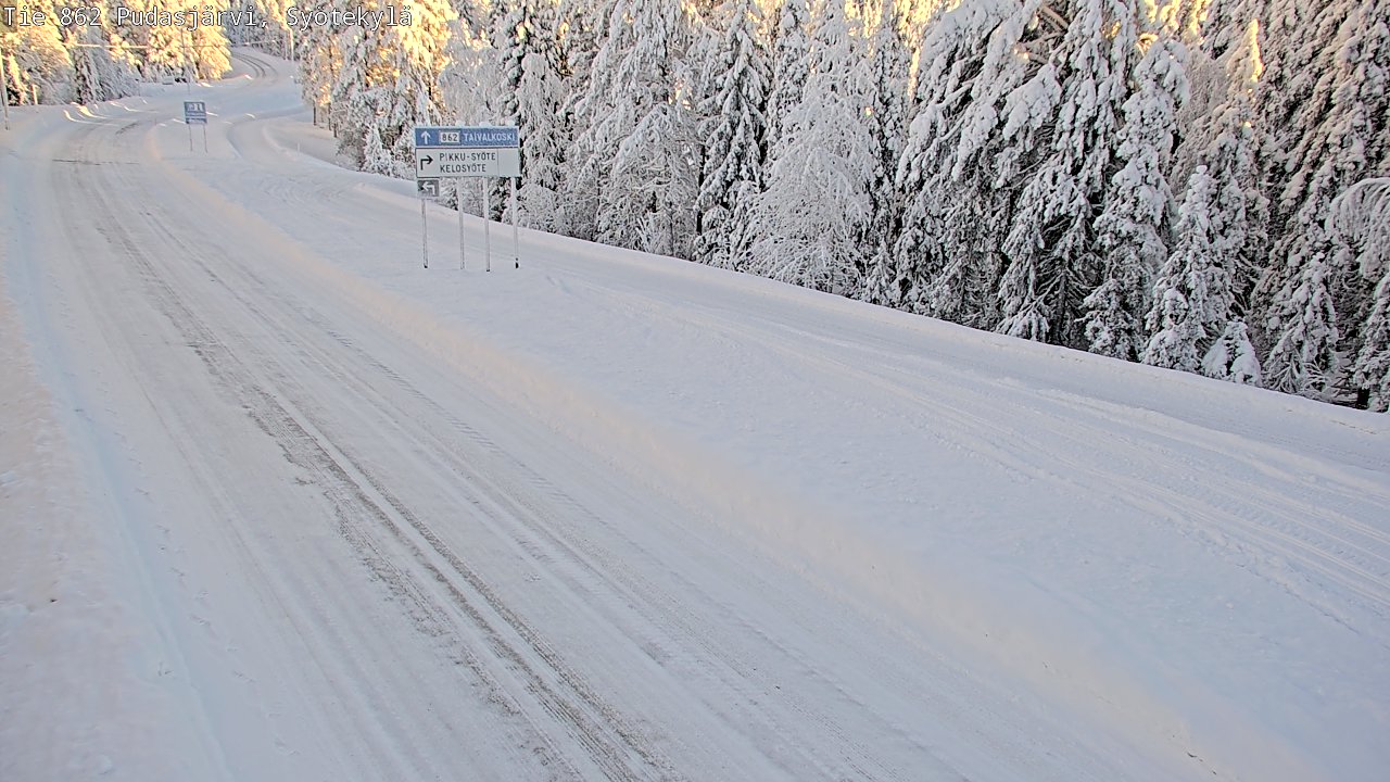 Weather Camera Image Road 862 Pudasjärvi, Syötekylä, Pudasjärvi, Pohjois-Pohjanmaa