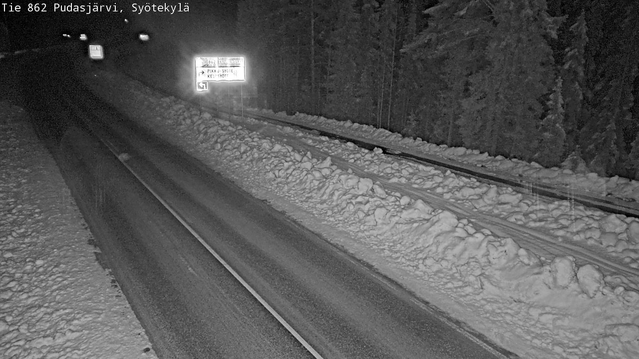 Weather Camera Image Road 862 Pudasjärvi, Syötekylä, Pudasjärvi, Pohjois-Pohjanmaa