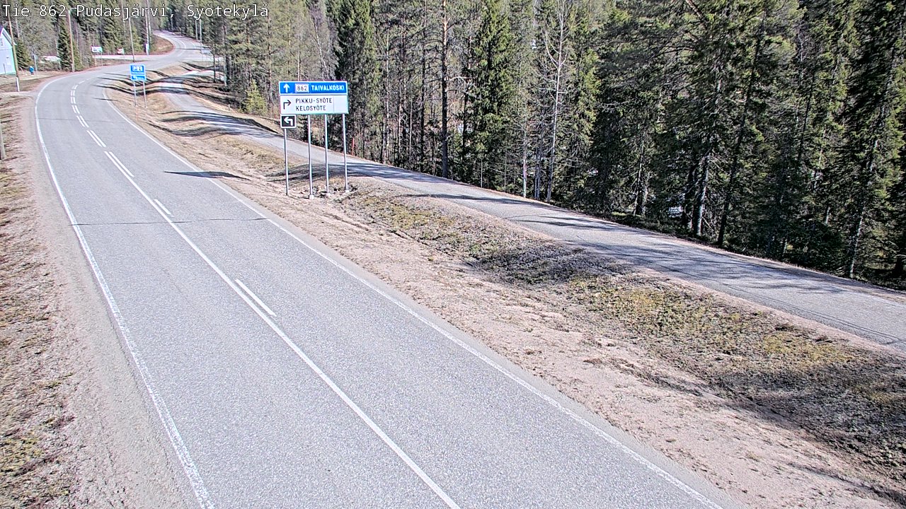 Weather Camera Image Väg 862 Pudasjärvi, Syötekylä, Pudasjärvi, Pohjois-Pohjanmaa