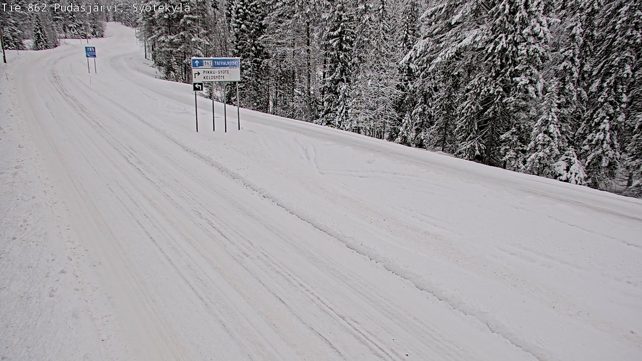 Weather Camera Image Road 862 Pudasjärvi, Syötekylä, Pudasjärvi, Pohjois-Pohjanmaa