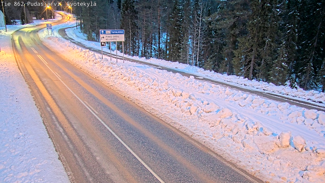 Weather Camera Image Road 862 Pudasjärvi, Syötekylä, Pudasjärvi, Pohjois-Pohjanmaa