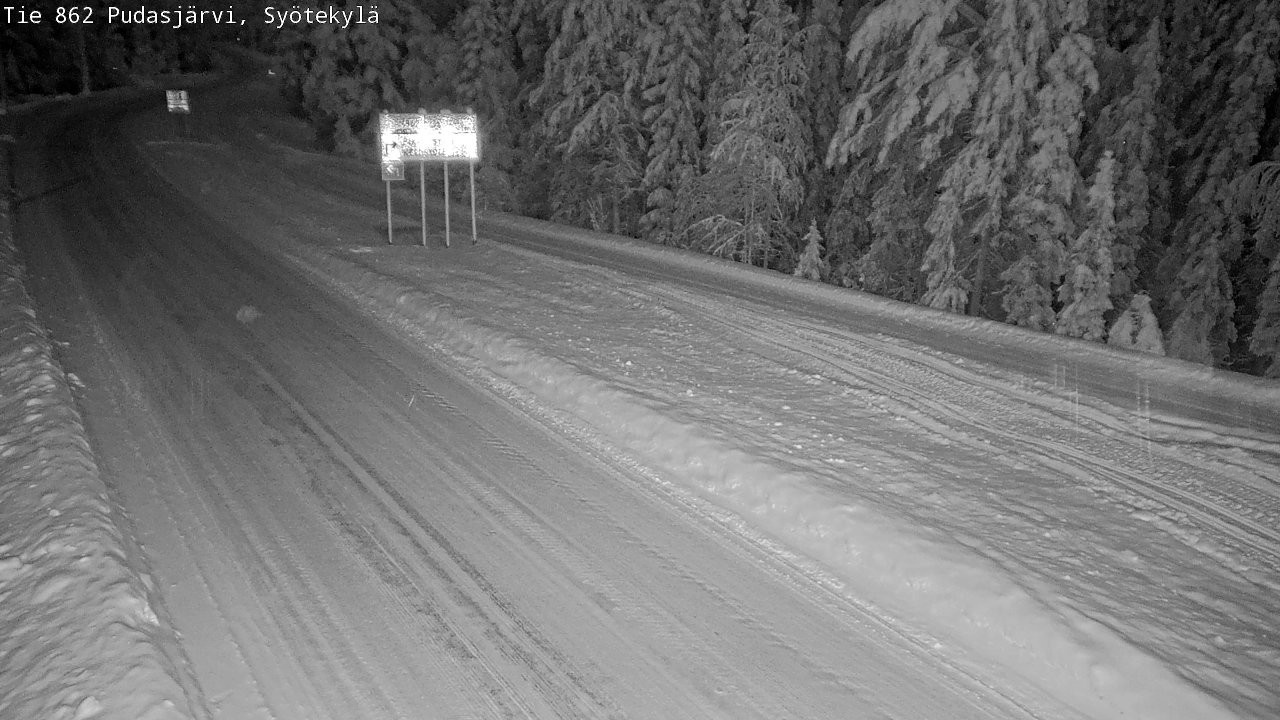 Weather Camera Image Road 862 Pudasjärvi, Syötekylä, Pudasjärvi, Pohjois-Pohjanmaa