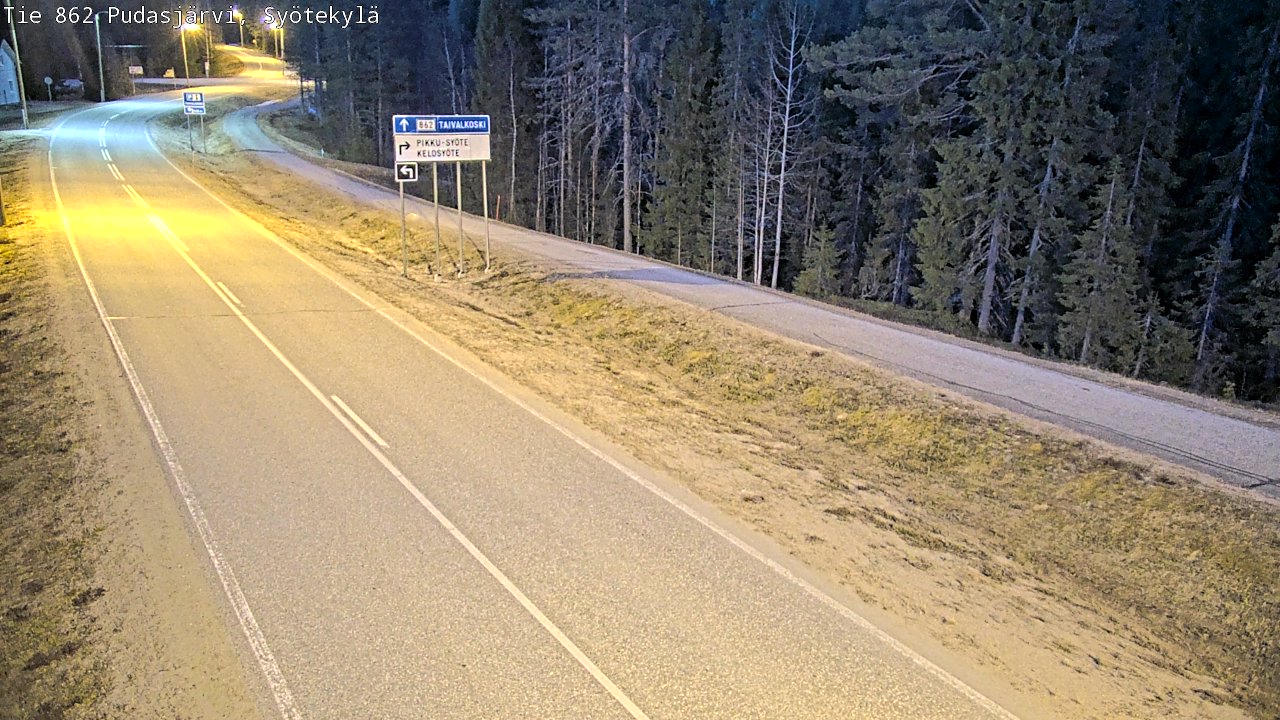 Weather Camera Image Väg 862 Pudasjärvi, Syötekylä, Pudasjärvi, Pohjois-Pohjanmaa