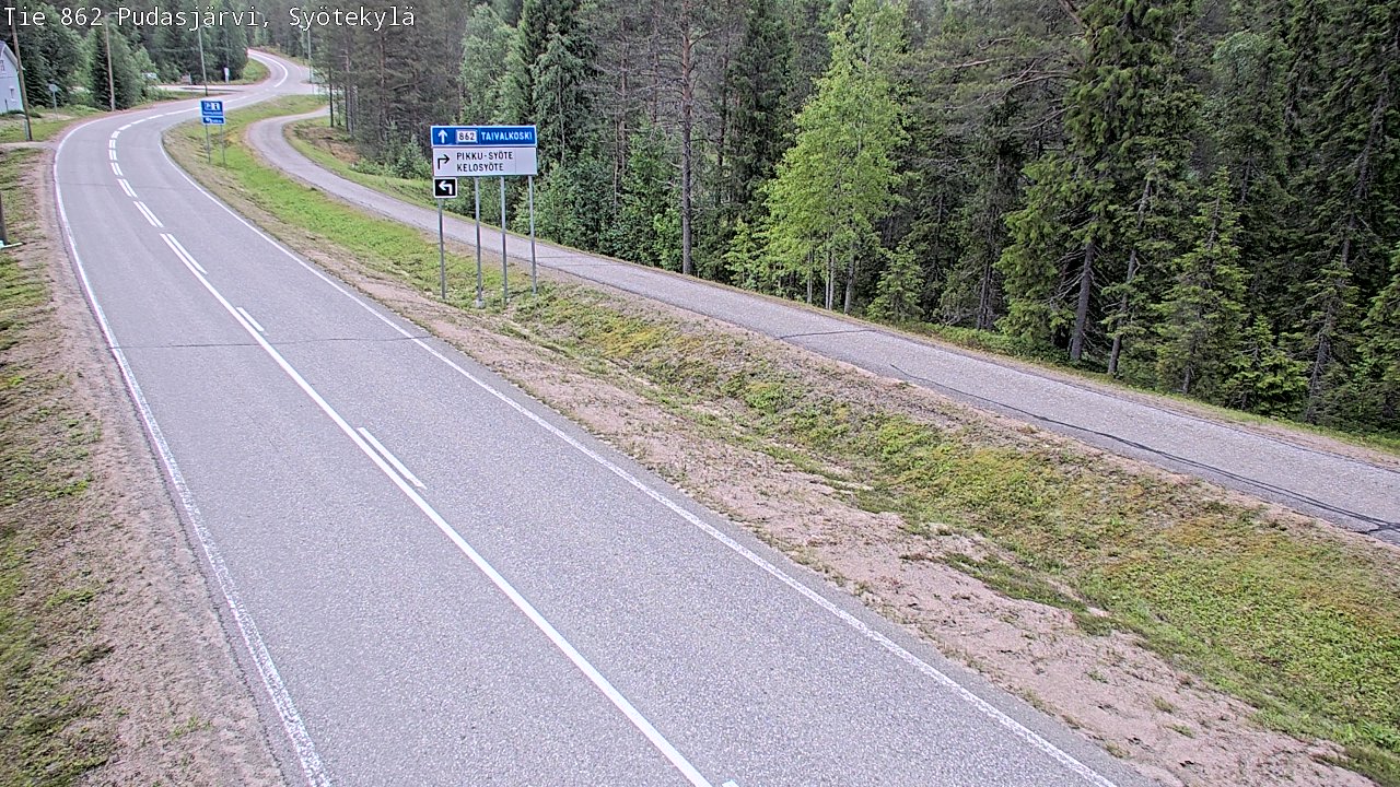 Weather Camera Image Road 862 Pudasjärvi, Syötekylä, Pudasjärvi, Pohjois-Pohjanmaa