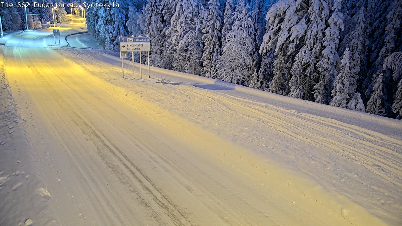 Weather Camera Image Road 862 Pudasjärvi, Syötekylä, Pudasjärvi, Pohjois-Pohjanmaa