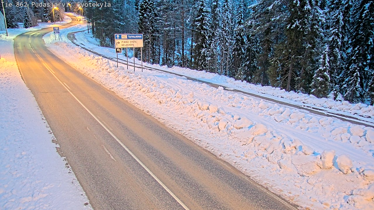 Weather Camera Image Road 862 Pudasjärvi, Syötekylä, Pudasjärvi, Pohjois-Pohjanmaa