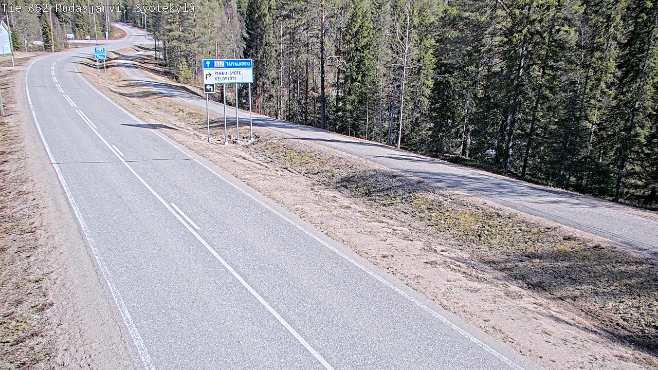 Weather Camera Image Väg 862 Pudasjärvi, Syötekylä, Pudasjärvi, Pohjois-Pohjanmaa