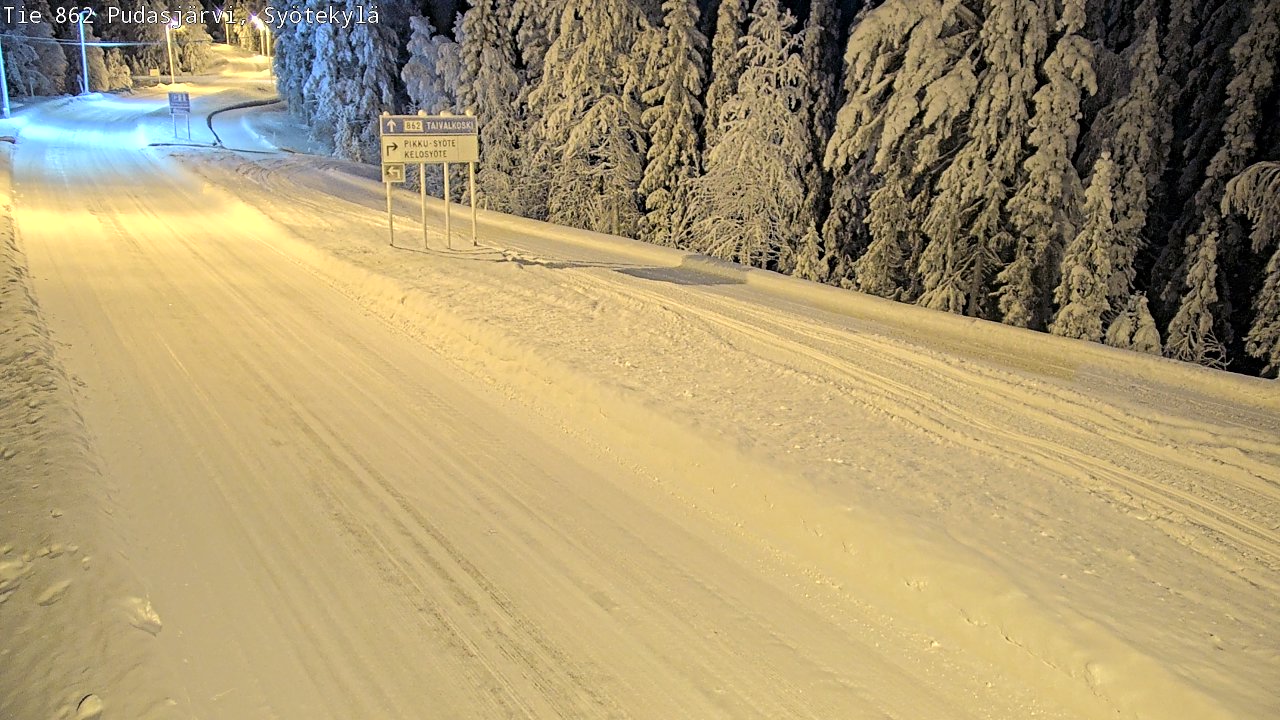 Weather Camera Image Road 862 Pudasjärvi, Syötekylä, Pudasjärvi, Pohjois-Pohjanmaa