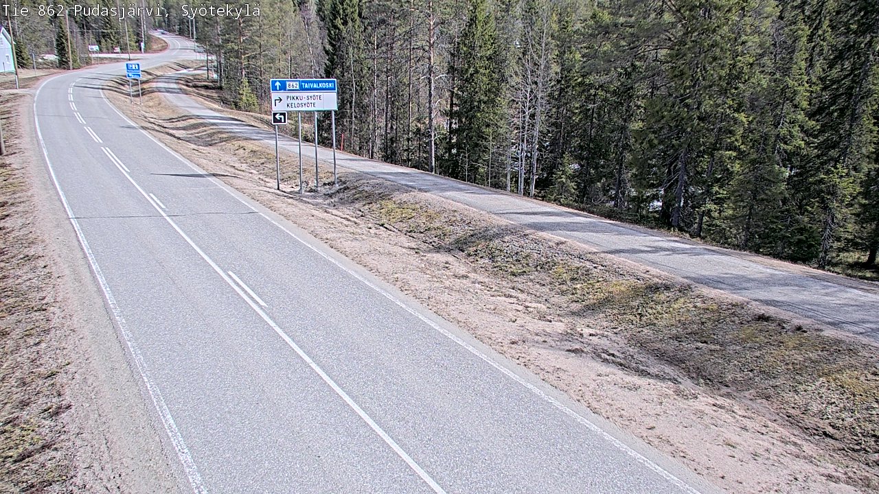 Weather Camera Image Väg 862 Pudasjärvi, Syötekylä, Pudasjärvi, Pohjois-Pohjanmaa