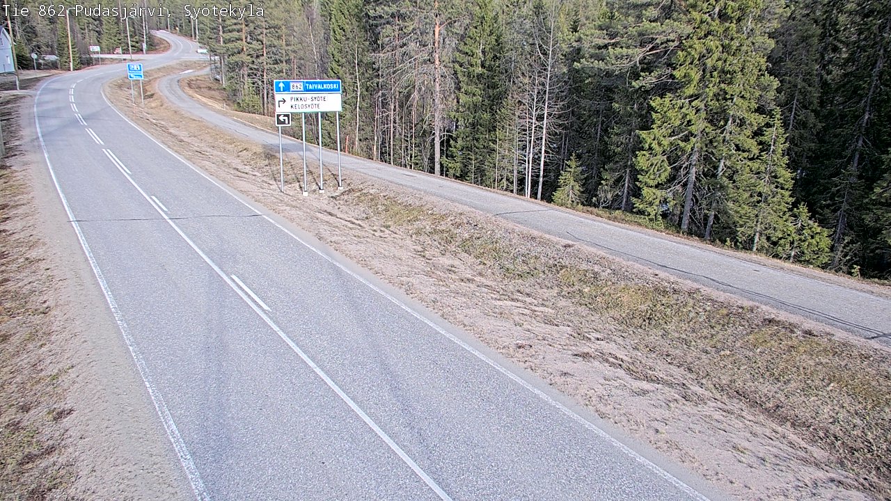 Weather Camera Image Väg 862 Pudasjärvi, Syötekylä, Pudasjärvi, Pohjois-Pohjanmaa