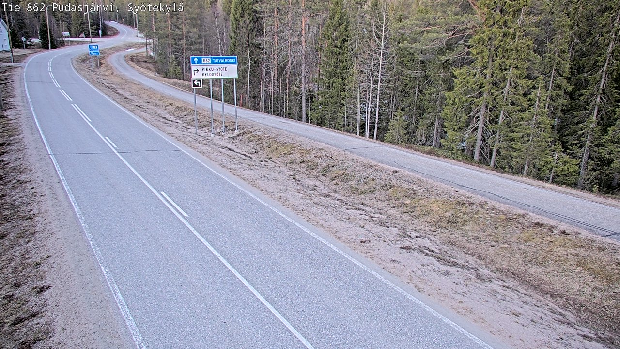 Weather Camera Image Väg 862 Pudasjärvi, Syötekylä, Pudasjärvi, Pohjois-Pohjanmaa