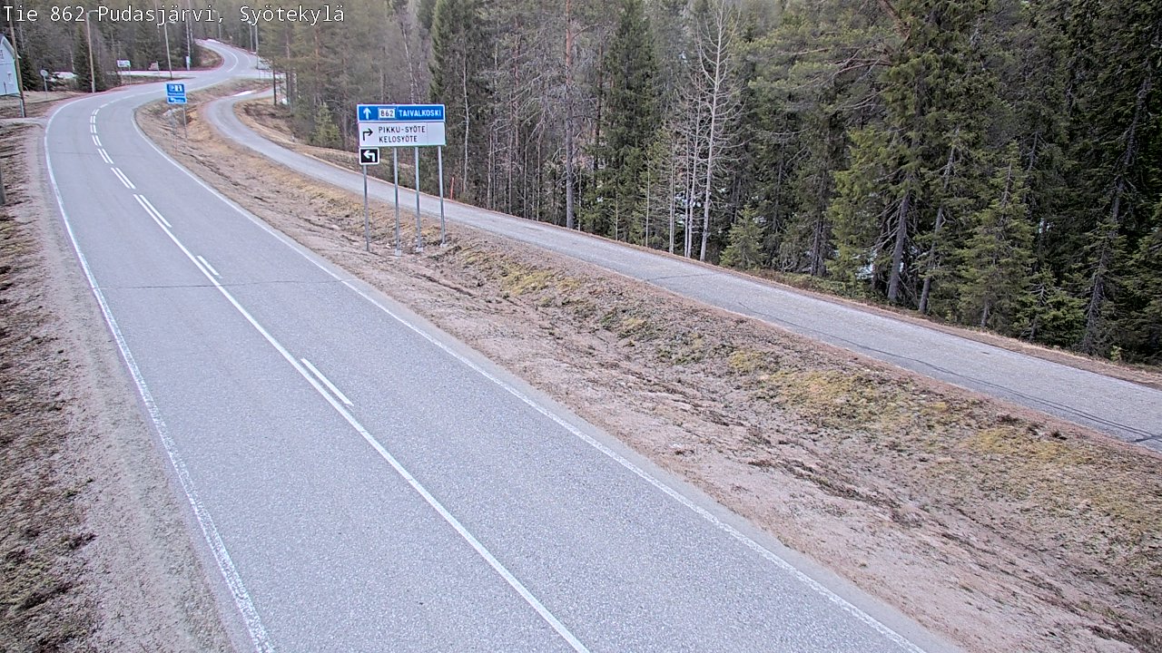 Weather Camera Image Road 862 Pudasjärvi, Syötekylä, Pudasjärvi, Pohjois-Pohjanmaa