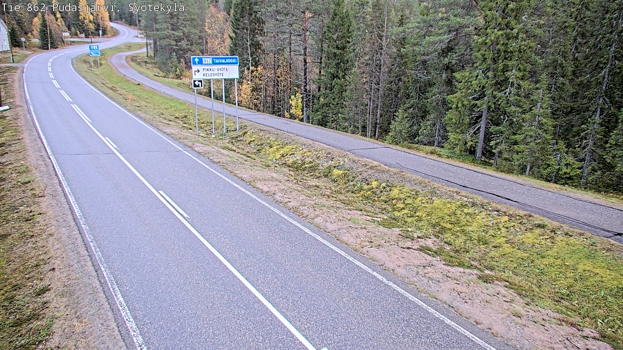 Weather Camera Image Road 862 Pudasjärvi, Syötekylä, Pudasjärvi, Pohjois-Pohjanmaa