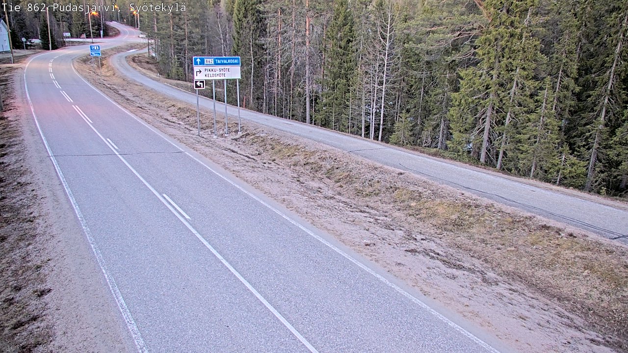 Weather Camera Image Väg 862 Pudasjärvi, Syötekylä, Pudasjärvi, Pohjois-Pohjanmaa