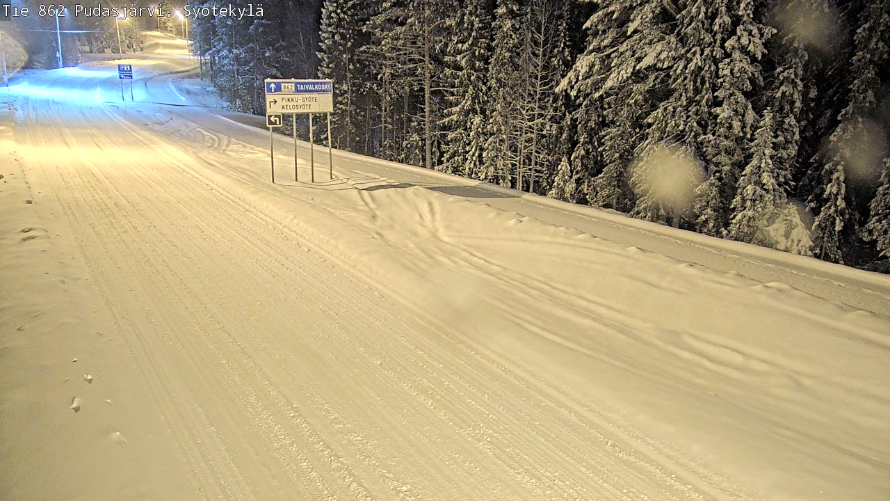 Weather Camera Image Road 862 Pudasjärvi, Syötekylä, Pudasjärvi, Pohjois-Pohjanmaa