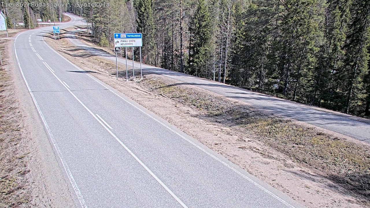 Weather Camera Image Väg 862 Pudasjärvi, Syötekylä, Pudasjärvi, Pohjois-Pohjanmaa