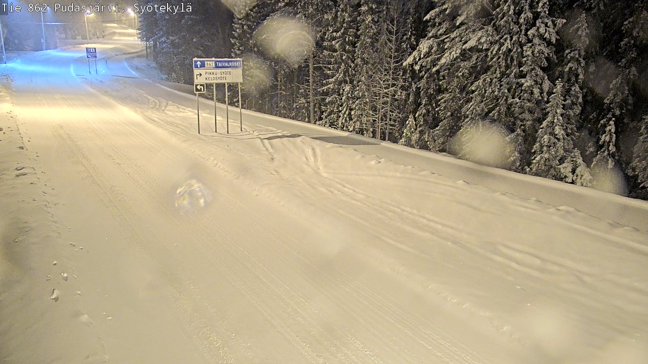 Weather Camera Image Road 862 Pudasjärvi, Syötekylä, Pudasjärvi, Pohjois-Pohjanmaa