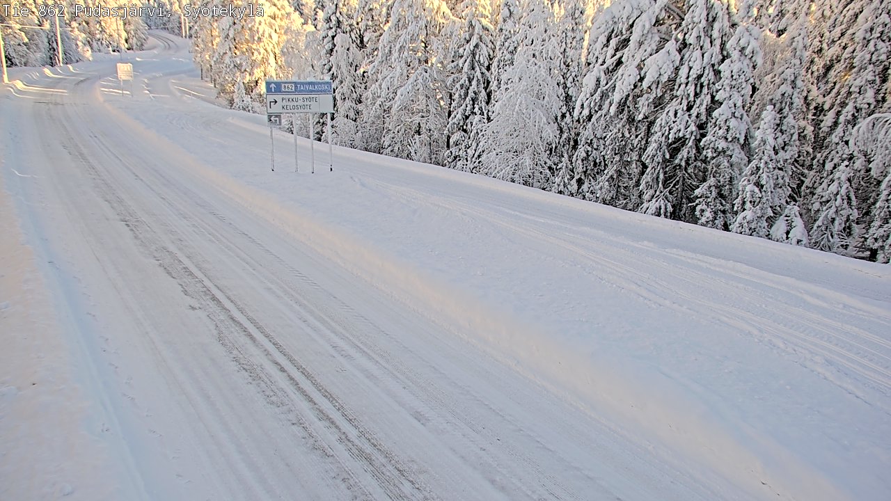Weather Camera Image Road 862 Pudasjärvi, Syötekylä, Pudasjärvi, Pohjois-Pohjanmaa