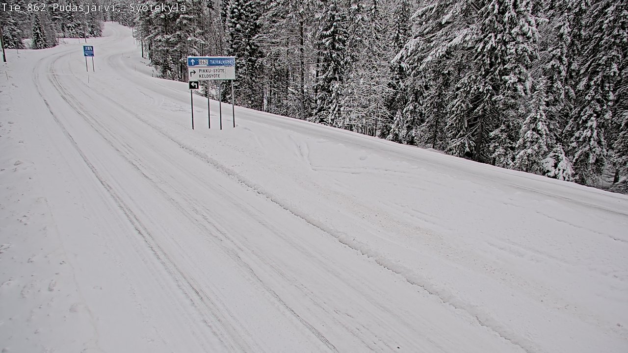 Weather Camera Image Road 862 Pudasjärvi, Syötekylä, Pudasjärvi, Pohjois-Pohjanmaa