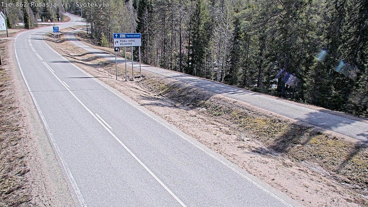 Weather Camera Image Väg 862 Pudasjärvi, Syötekylä, Pudasjärvi, Pohjois-Pohjanmaa