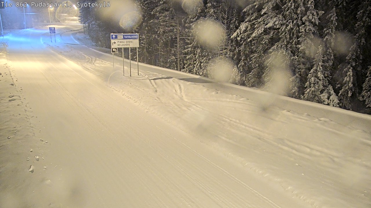 Weather Camera Image Road 862 Pudasjärvi, Syötekylä, Pudasjärvi, Pohjois-Pohjanmaa