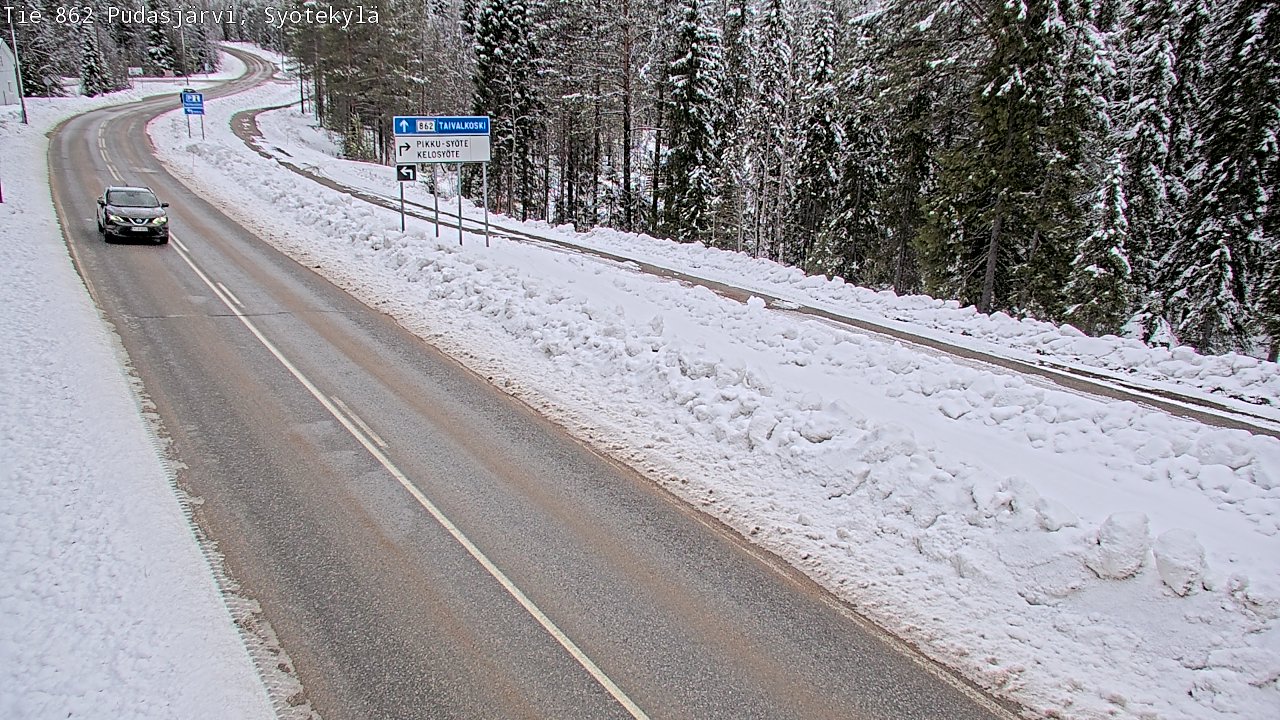 Weather Camera Image Road 862 Pudasjärvi, Syötekylä, Pudasjärvi, Pohjois-Pohjanmaa