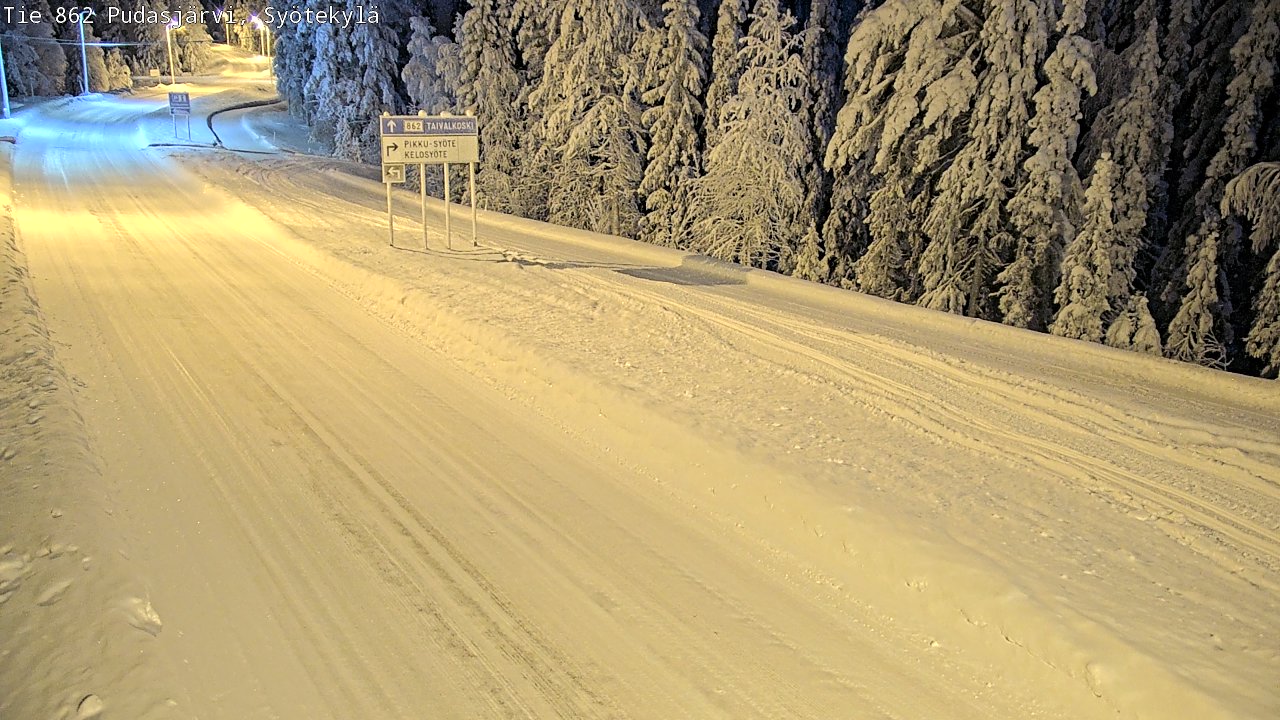 Weather Camera Image Road 862 Pudasjärvi, Syötekylä, Pudasjärvi, Pohjois-Pohjanmaa