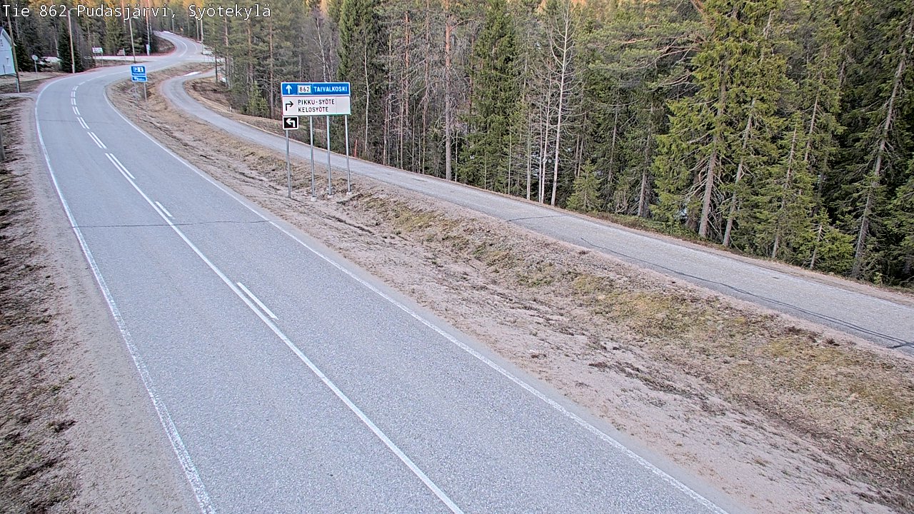 Weather Camera Image Väg 862 Pudasjärvi, Syötekylä, Pudasjärvi, Pohjois-Pohjanmaa