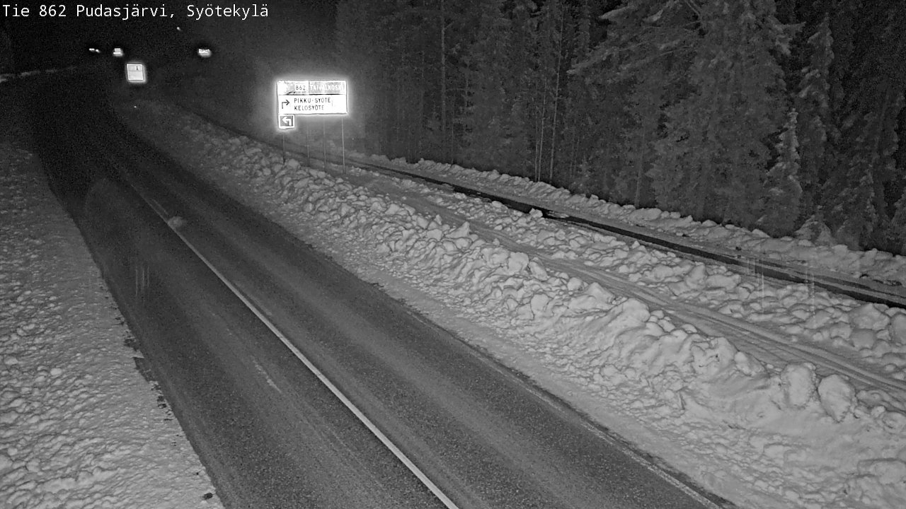Weather Camera Image Road 862 Pudasjärvi, Syötekylä, Pudasjärvi, Pohjois-Pohjanmaa
