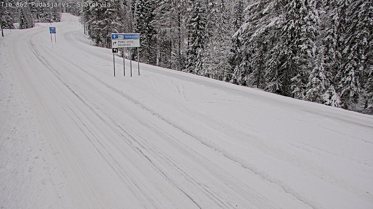 Weather Camera Image Road 862 Pudasjärvi, Syötekylä, Pudasjärvi, Pohjois-Pohjanmaa