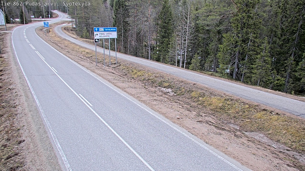 Weather Camera Image Väg 862 Pudasjärvi, Syötekylä, Pudasjärvi, Pohjois-Pohjanmaa