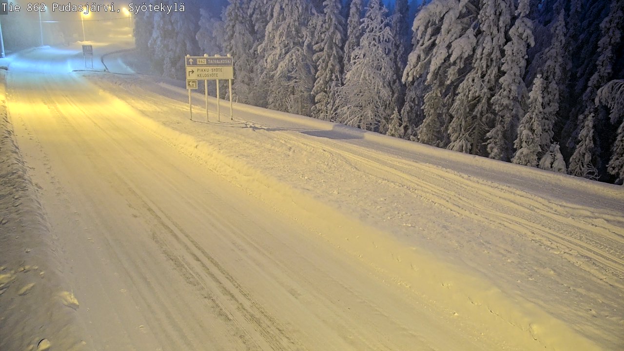 Weather Camera Image Road 862 Pudasjärvi, Syötekylä, Pudasjärvi, Pohjois-Pohjanmaa