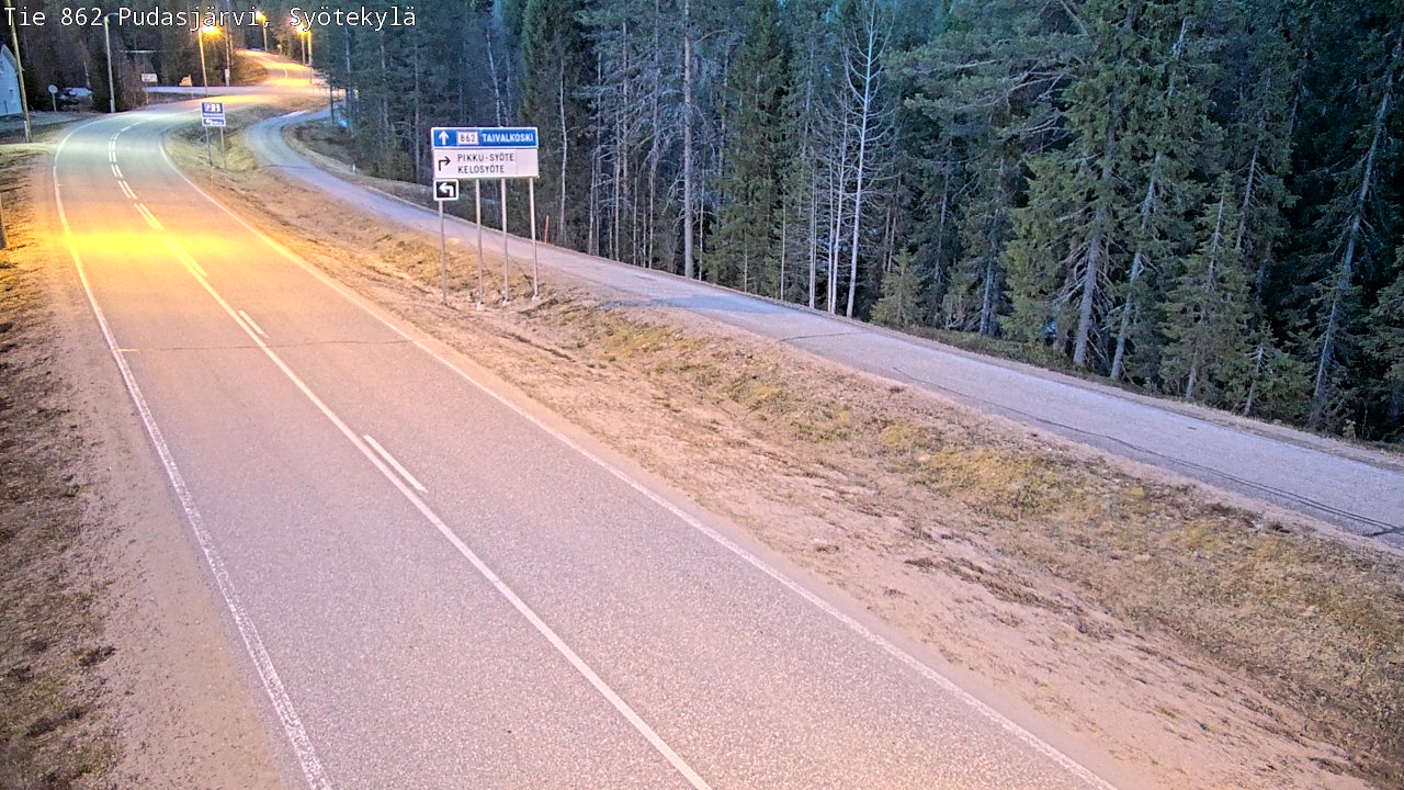 Weather Camera Image Väg 862 Pudasjärvi, Syötekylä, Pudasjärvi, Pohjois-Pohjanmaa