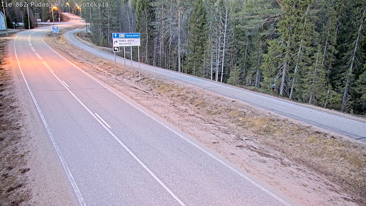 Weather Camera Image Väg 862 Pudasjärvi, Syötekylä, Pudasjärvi, Pohjois-Pohjanmaa