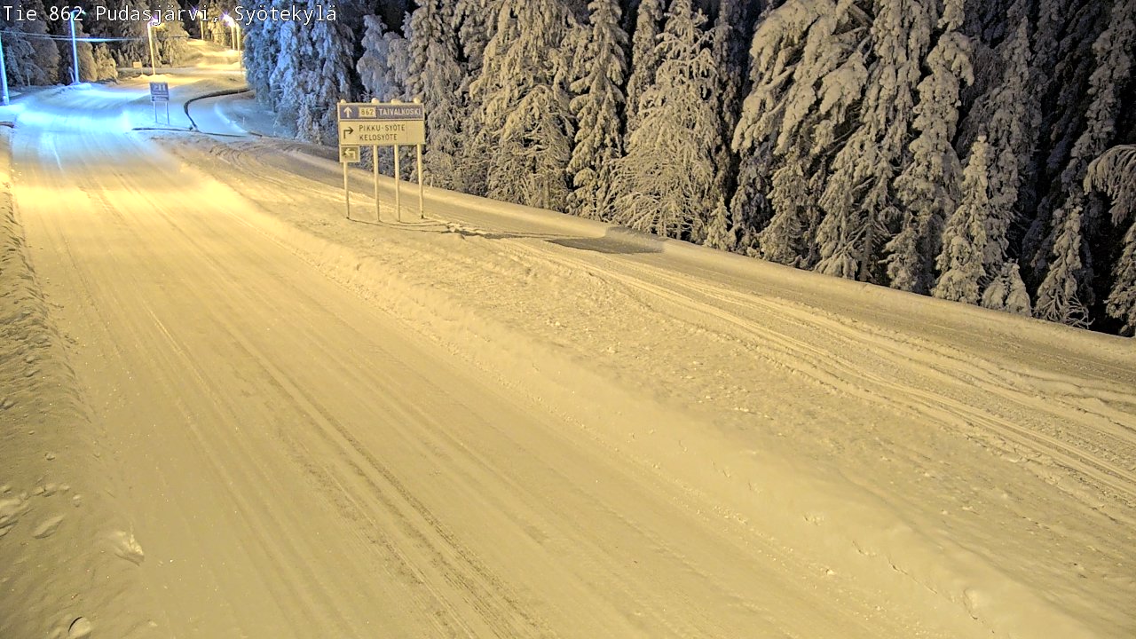 Weather Camera Image Road 862 Pudasjärvi, Syötekylä, Pudasjärvi, Pohjois-Pohjanmaa