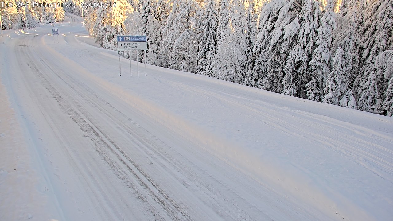Weather Camera Image Road 862 Pudasjärvi, Syötekylä, Pudasjärvi, Pohjois-Pohjanmaa