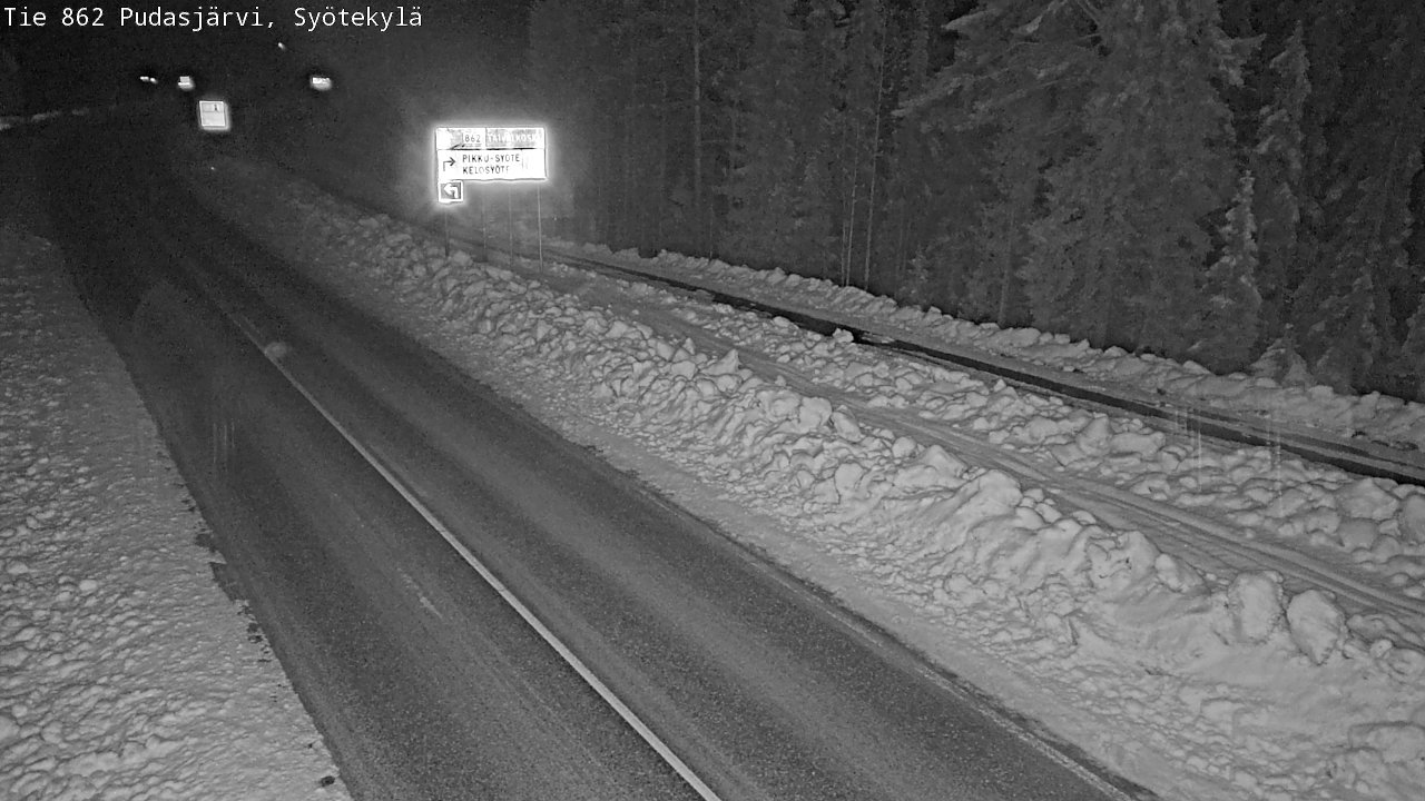 Weather Camera Image Road 862 Pudasjärvi, Syötekylä, Pudasjärvi, Pohjois-Pohjanmaa