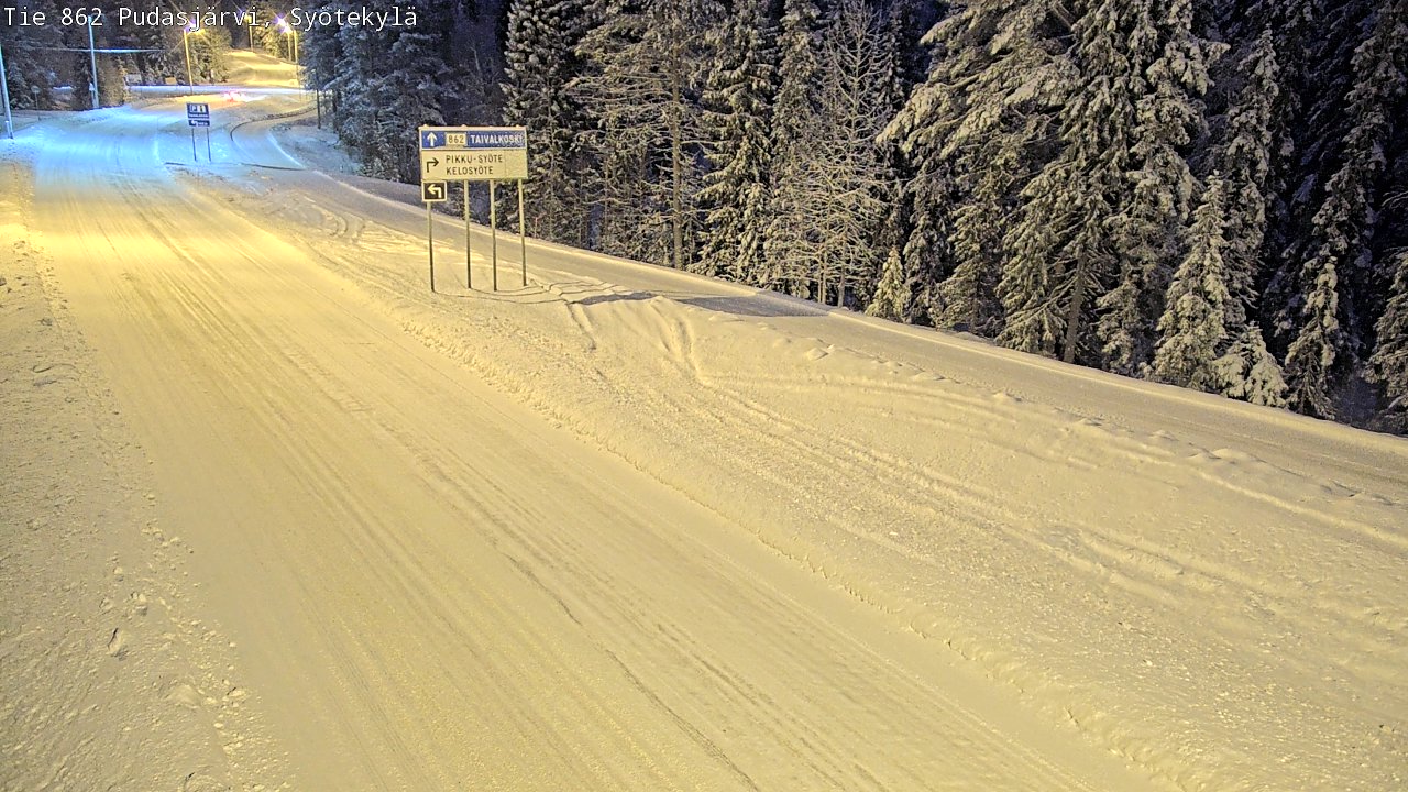 Weather Camera Image Road 862 Pudasjärvi, Syötekylä, Pudasjärvi, Pohjois-Pohjanmaa