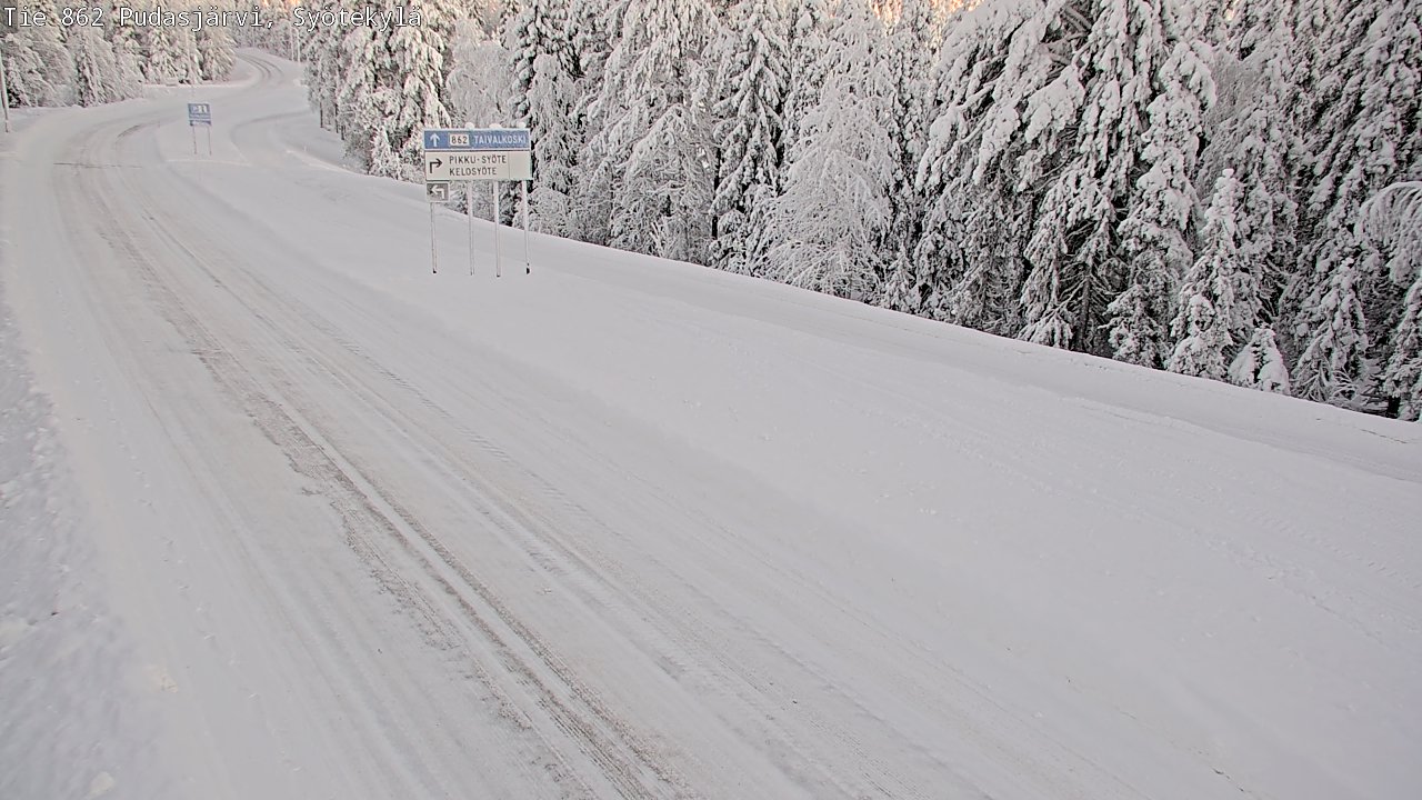 Weather Camera Image Road 862 Pudasjärvi, Syötekylä, Pudasjärvi, Pohjois-Pohjanmaa